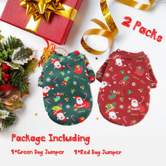 AFYHH dog Christmas sweater side view knit showcases comfortable fabric for chilly days.