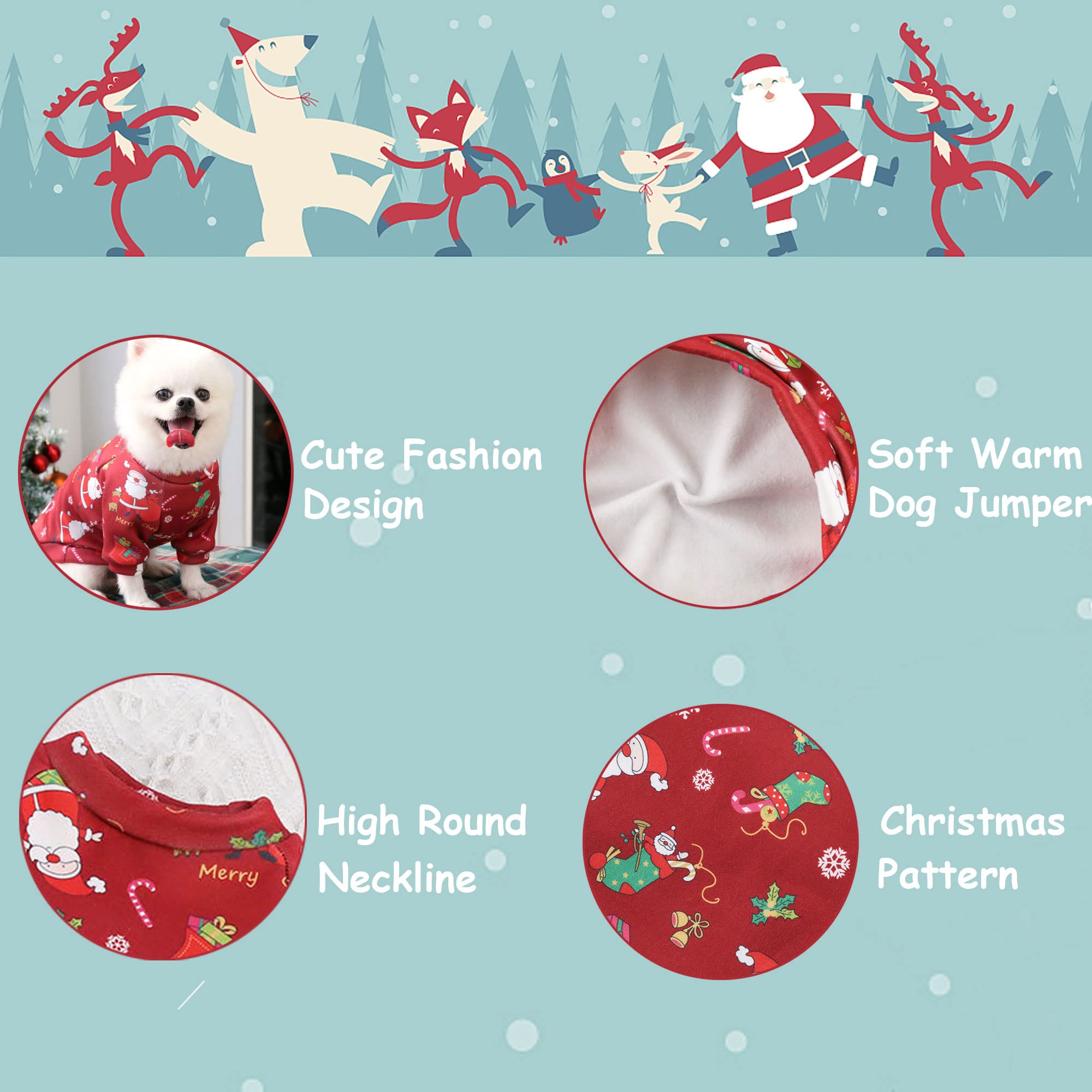 AFYHH two-pack dog winter clothes closeup knit fabric feels soft and breathable.