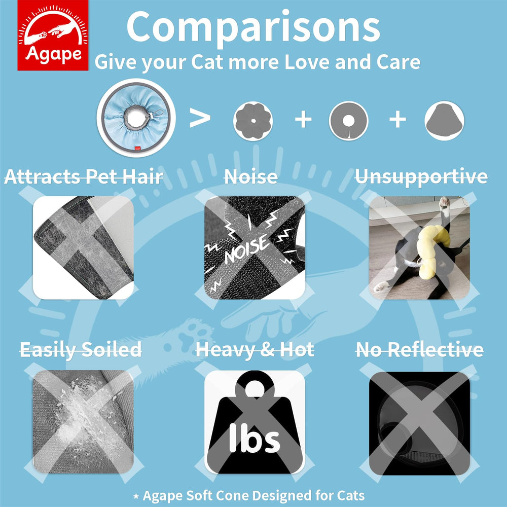 Agape Soft Cat Cone color options offer stylish recovery and gift-ready presentation