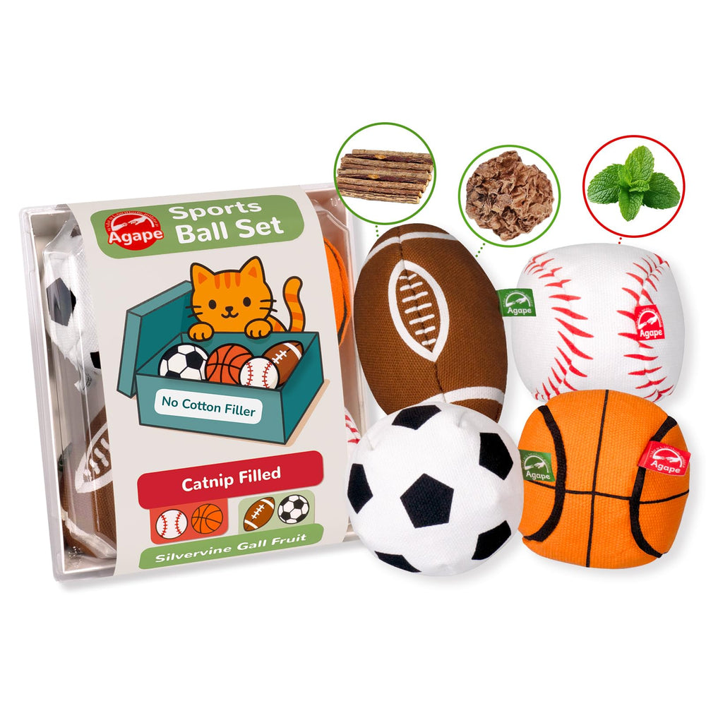 Agape catnip-silvervine-filled toy pack closeup highlighting rich scents for play