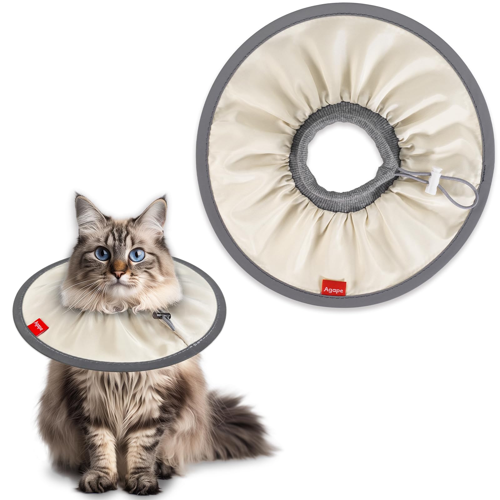 Agape Comfortable Cat Cone with soft-recovery-collar offers gentle protection and breathable comfort for healing.
