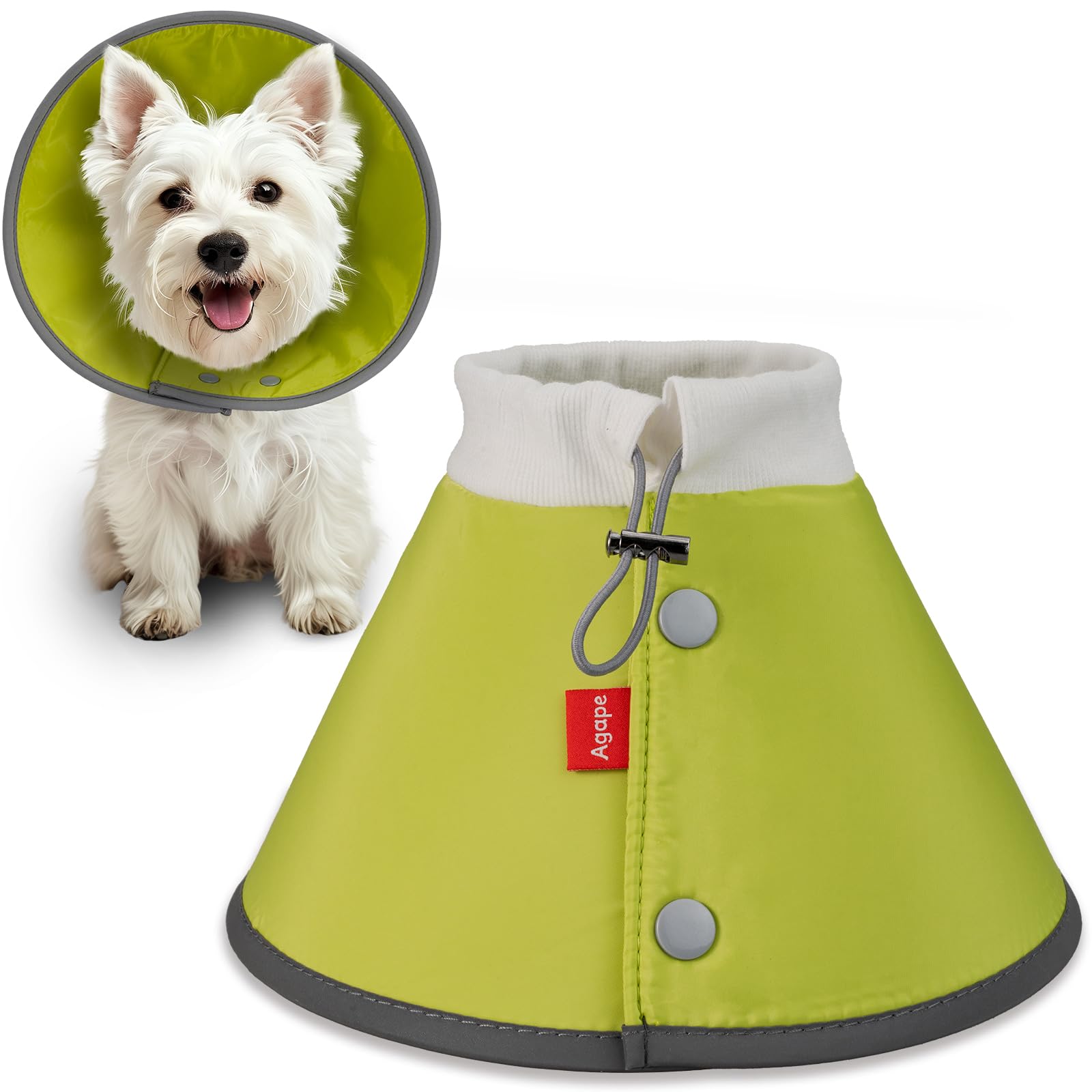 Agape soft dog cone in soft material provides comfortable recovery for small dogs