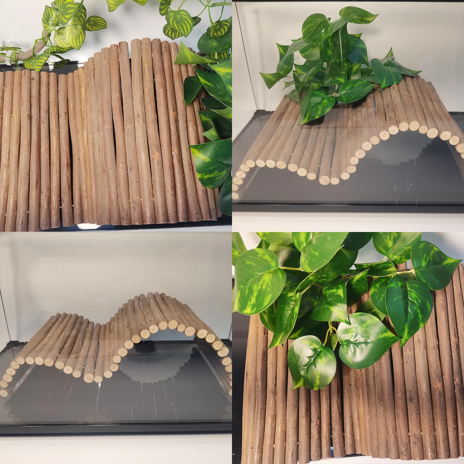 AGGQQA Reptile Hide Bridge with greenery enhances natural habitat aesthetics.