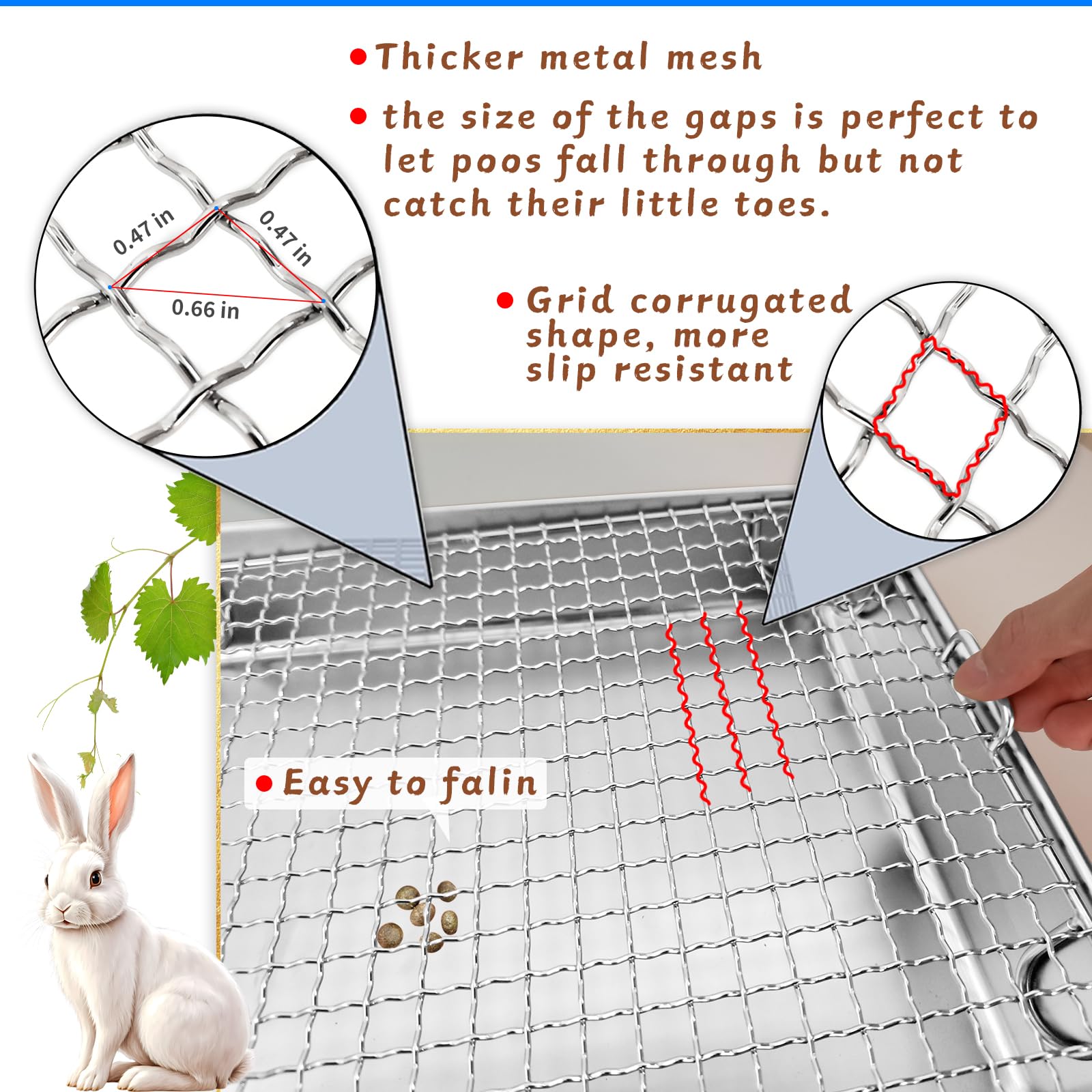 AGGQQA rabbit litter box grid closeup highlights safe eight-leg support