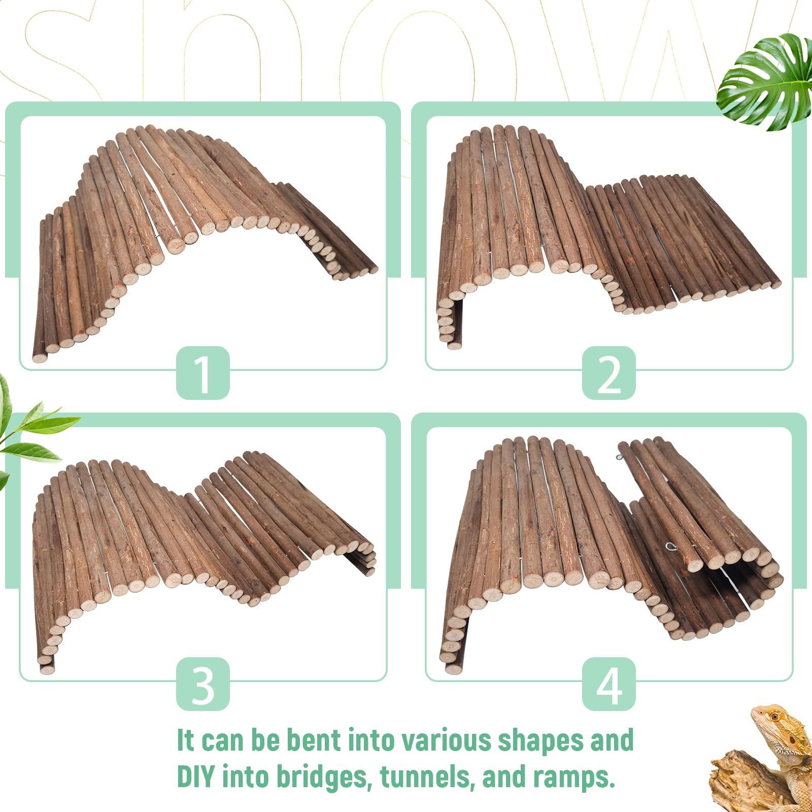 AGGQQA Reptile Hide Bridge collapsible design enables flexible, space-saving habitat layouts.