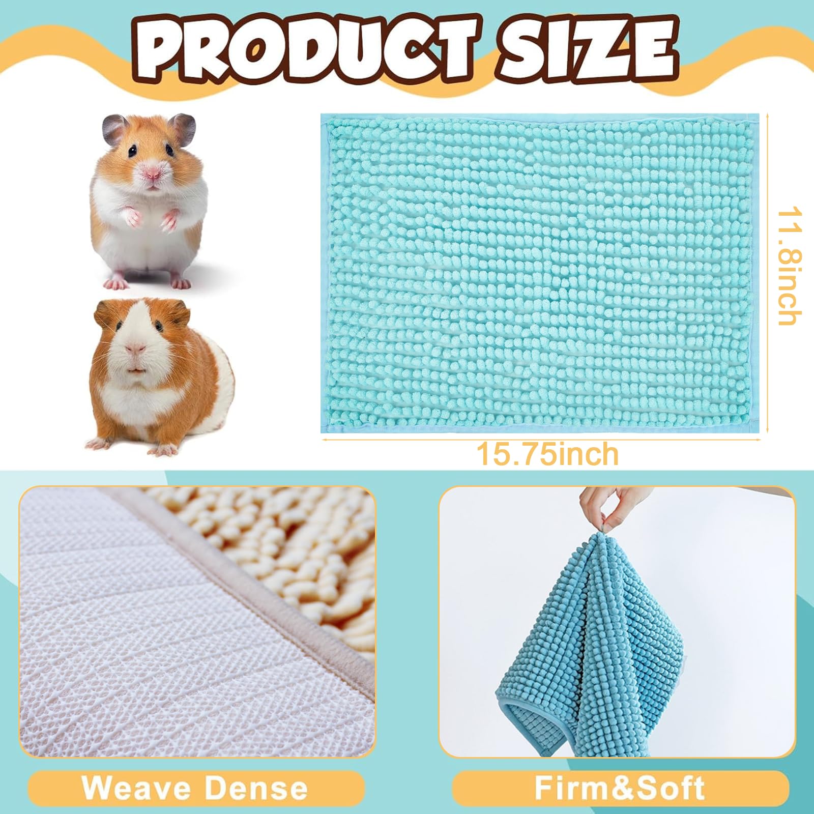 Agolctry guinea pig liner non-slip-back close-up reveals durable construction.