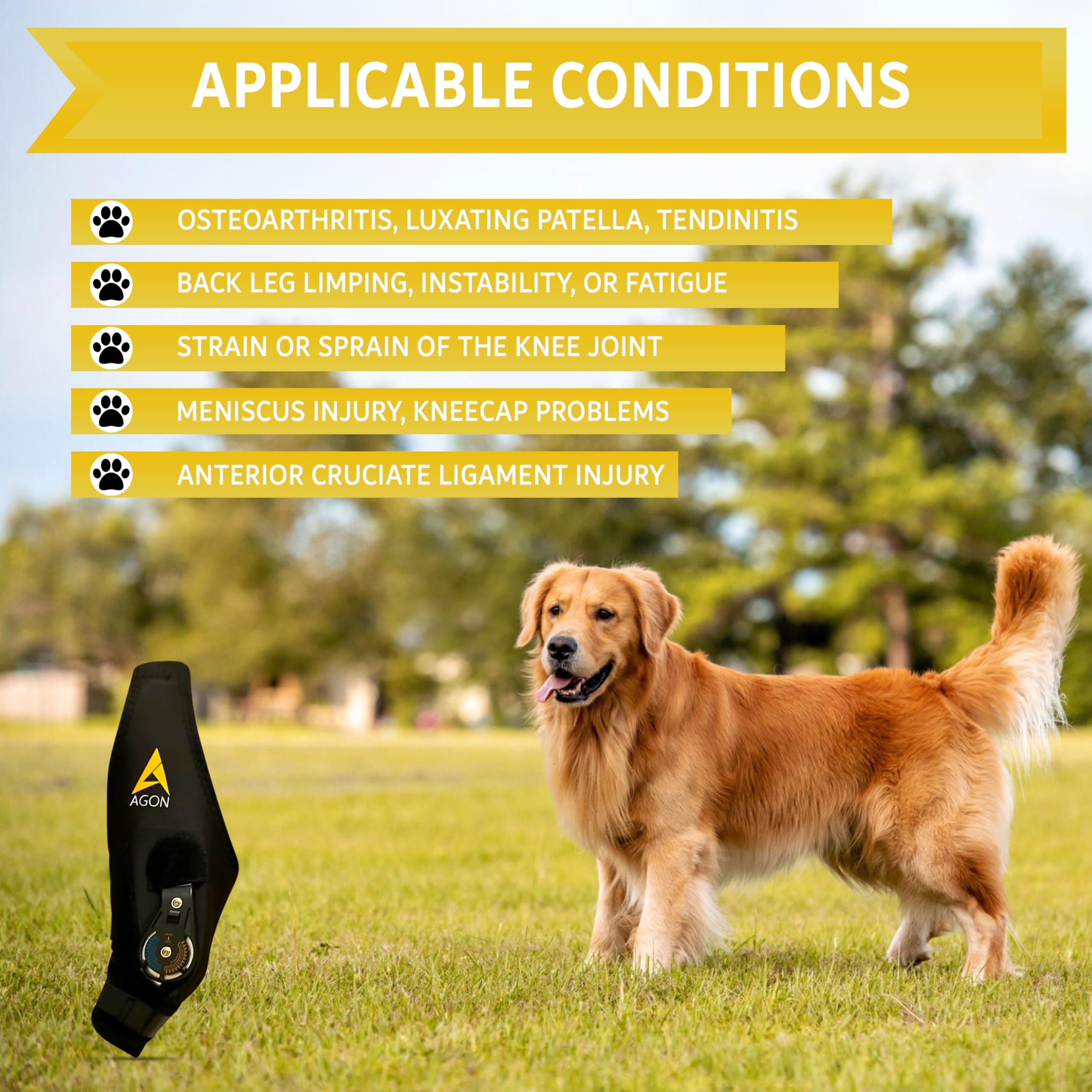 AGON dog knee brace premium neoprene material provides durable comfort during recovery.