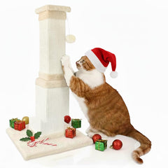 AGYM cat scratching post 32inch tall beige with natural sisal for big-cat stretching