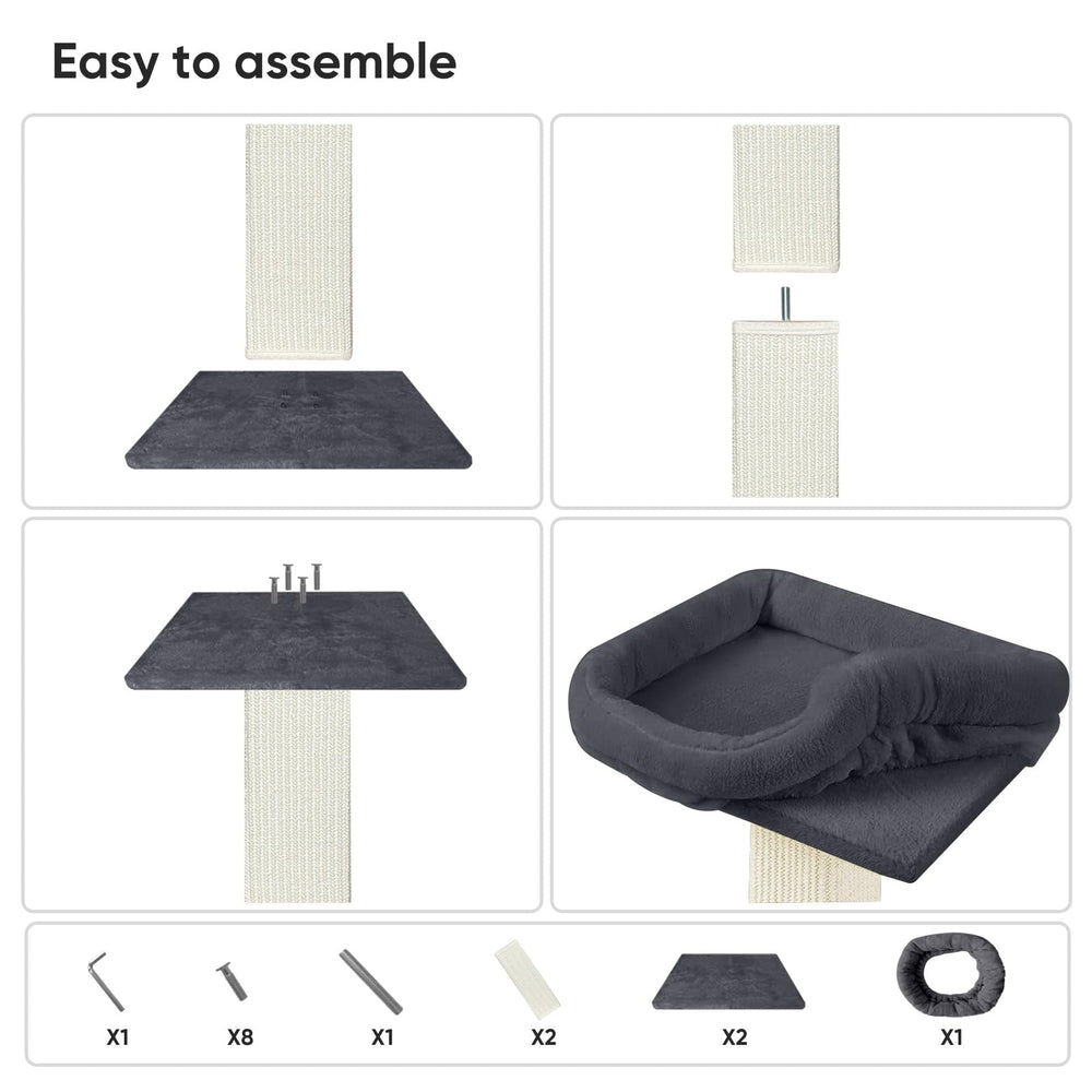 AGYM Cat Scratching Post assembly guide shows quick setup for new cat owners.