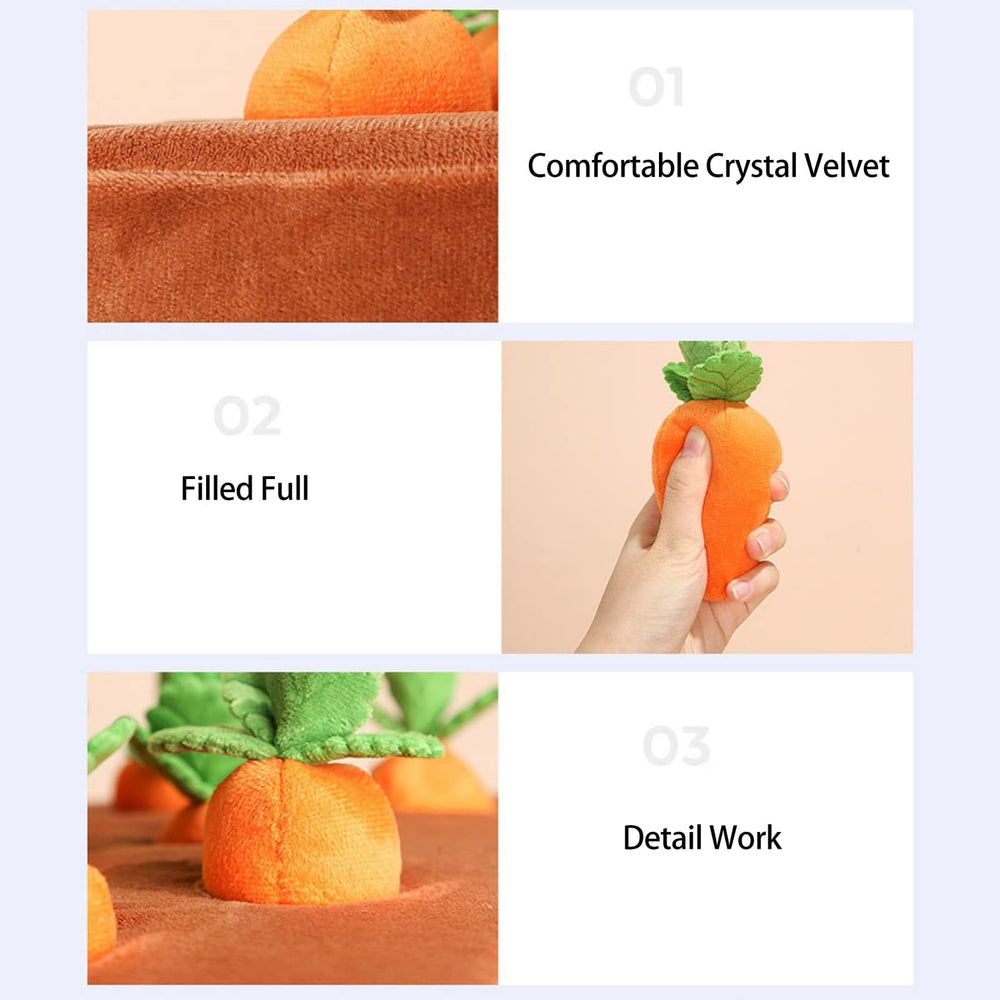 AGYTBG Carrot Snuffle Mat closeup plush capture textures and soft crystal plush durability.