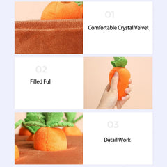 AGYTBG Carrot Snuffle Mat closeup plush capture textures and soft crystal plush durability.