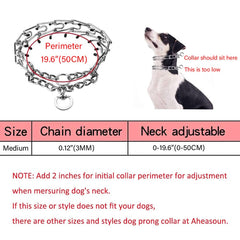 Aheasoun prong collar medium rubber-tips closeup protects your dog's neck during training.