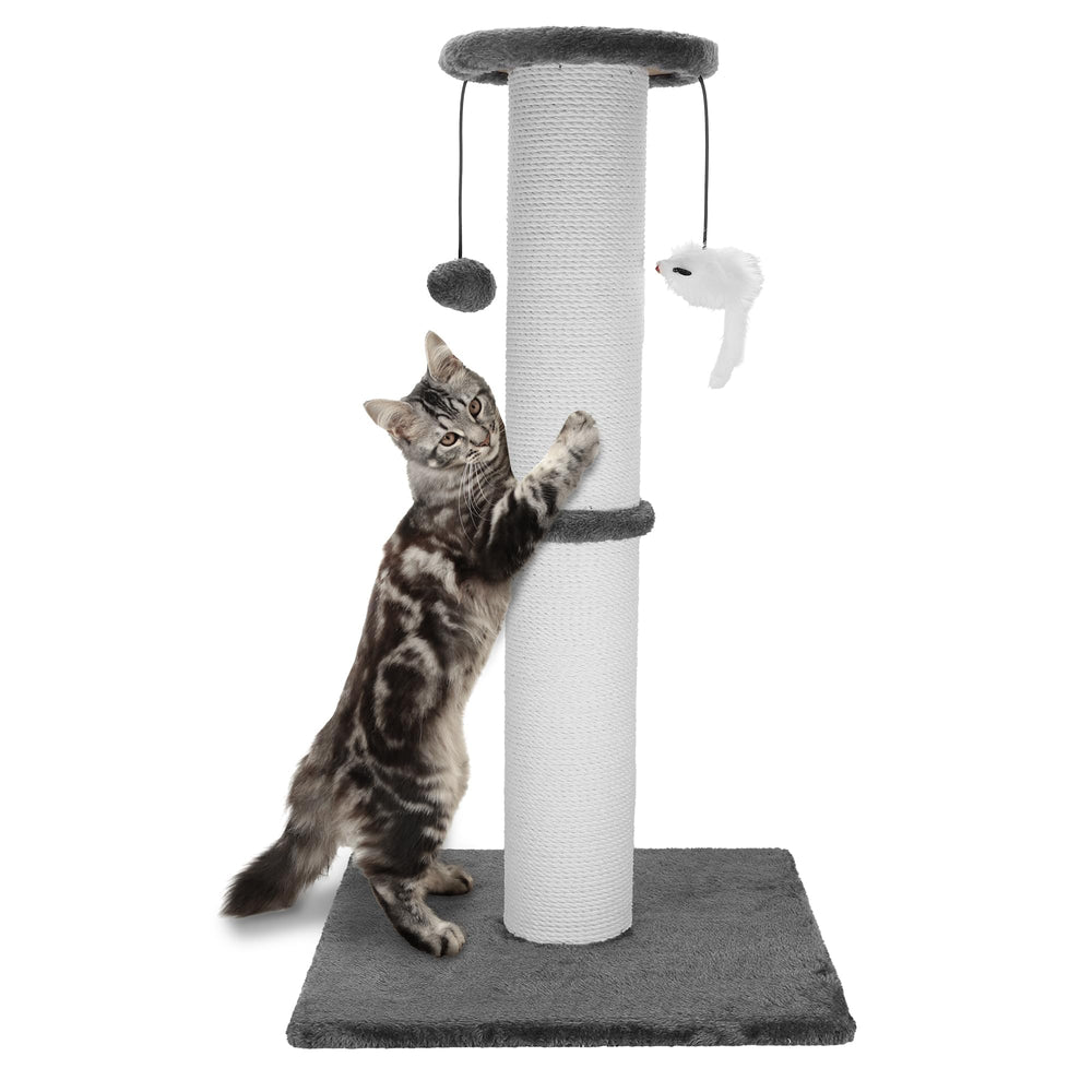 Ahomdoo cat scratching post 34inch grey base offering sturdy stability for active cats.