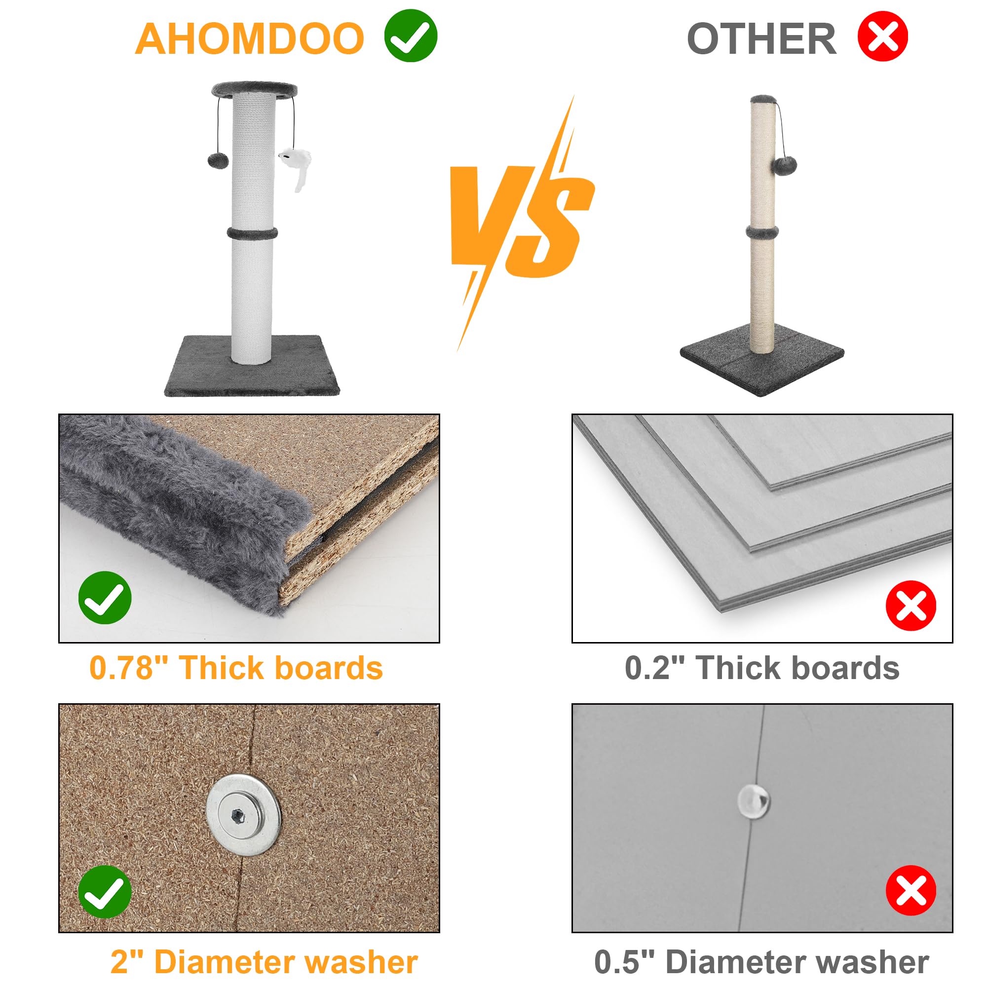 Ahomdoo indoor-use post supports extended vertical stretches for cats.