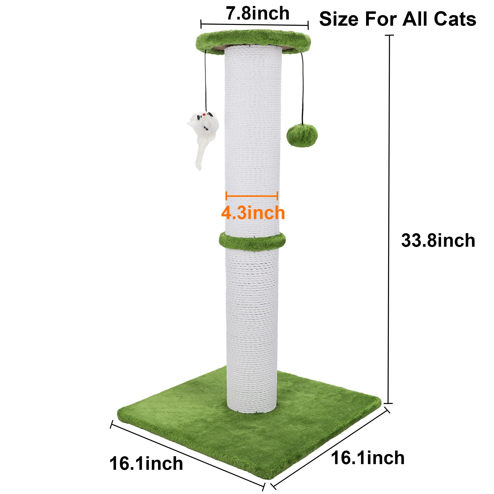Ahomdoo bright-green sisal rope post supports healthy claws and consistent scratching sessions