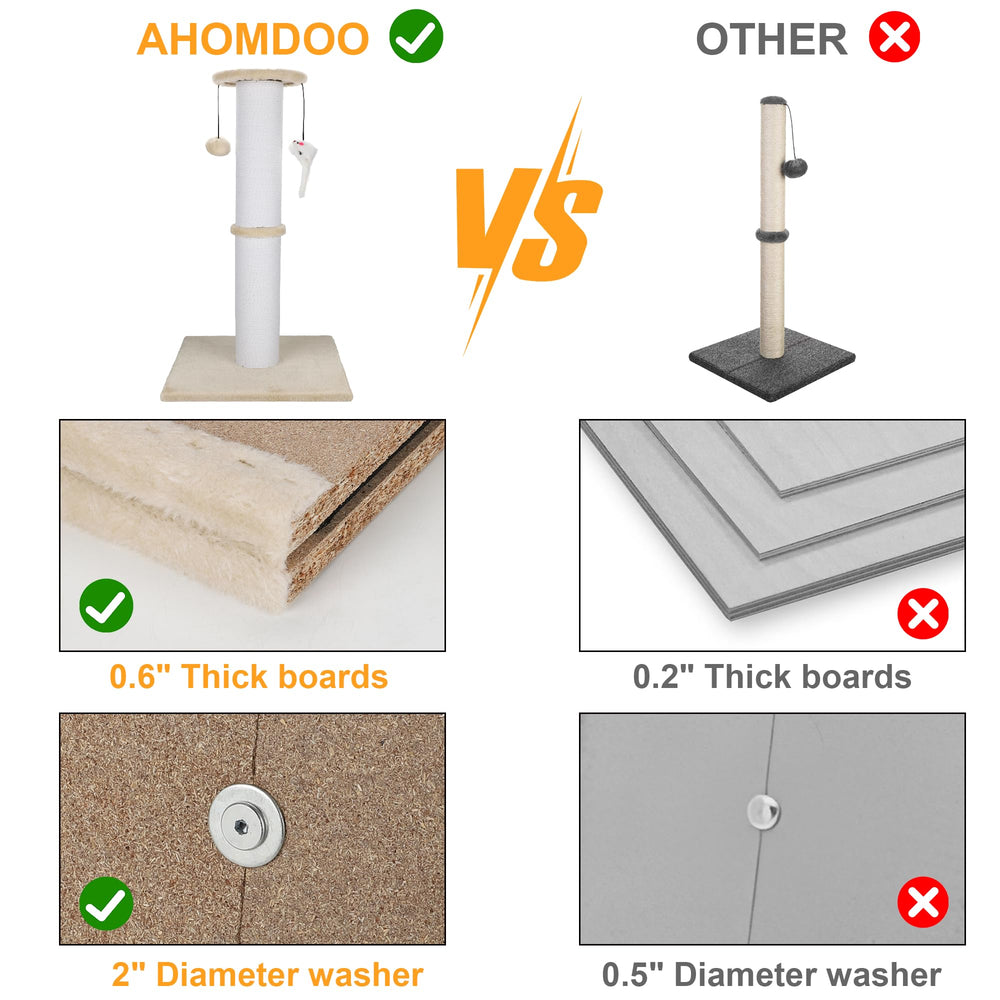 Ahomdoo cat scratching post with multiple surfaces for varied scratching preferences