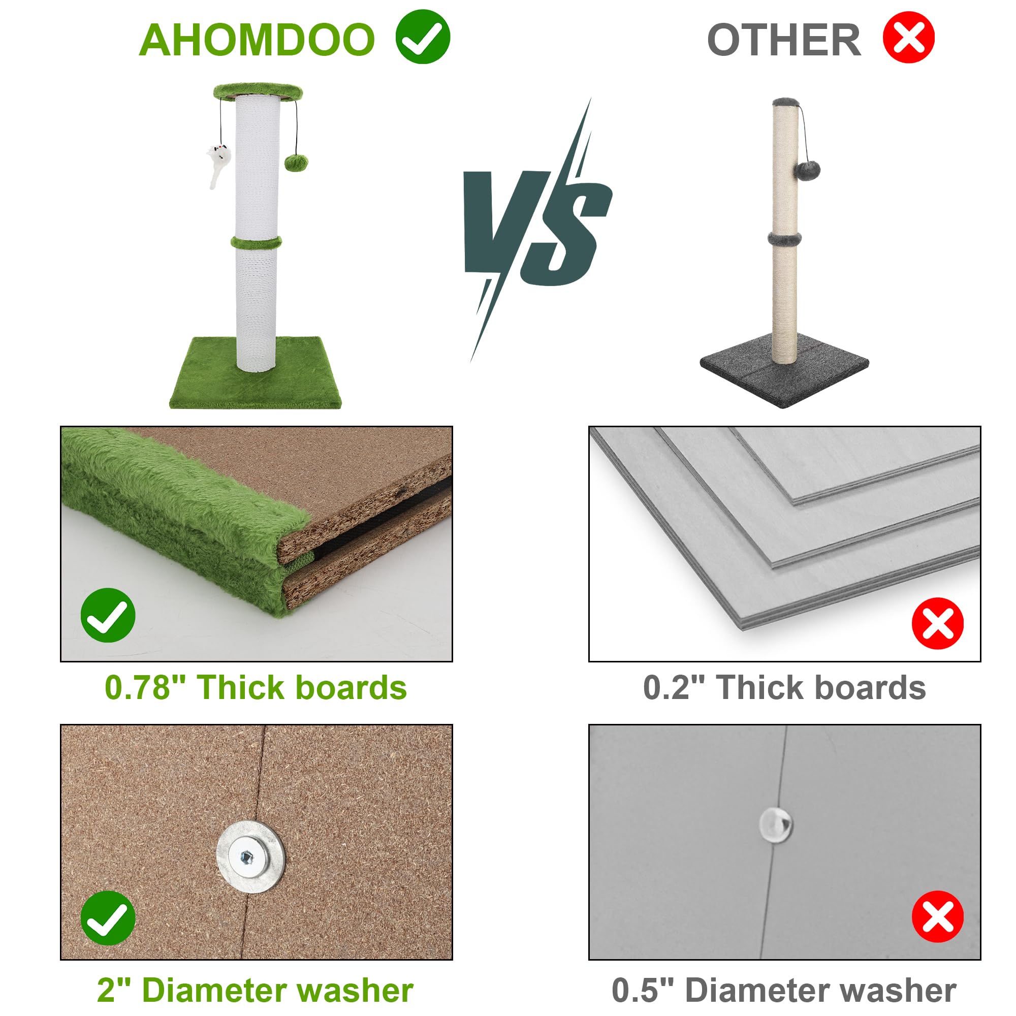 Ahomdoo post with wide base ensures stability during vigorous scratching