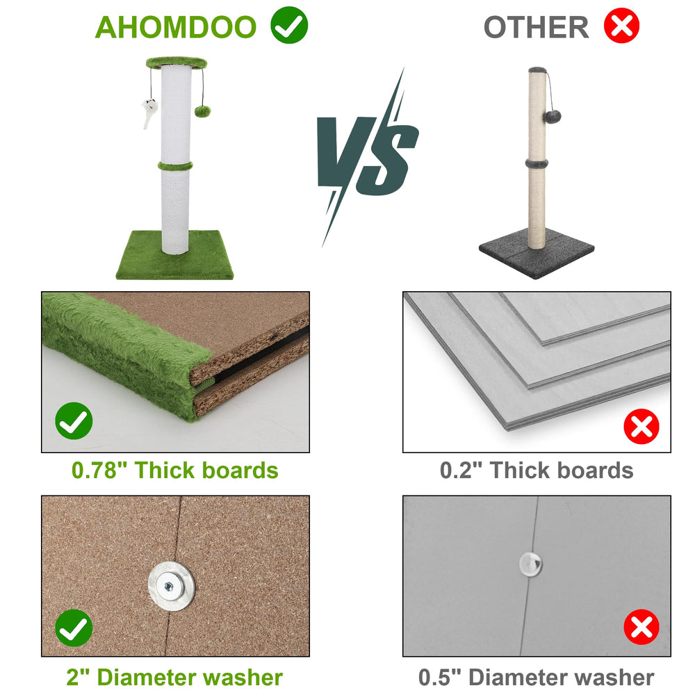 Ahomdoo post with wide base ensures stability during vigorous scratching
