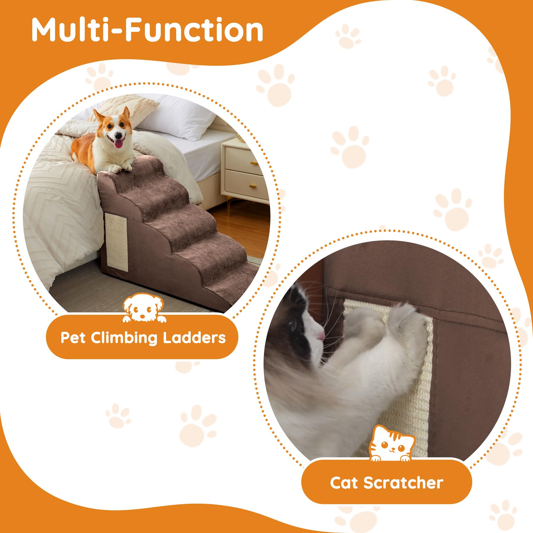 Ahpmeoa dog steps high-density foam offers sturdy, supportive padding during climbs