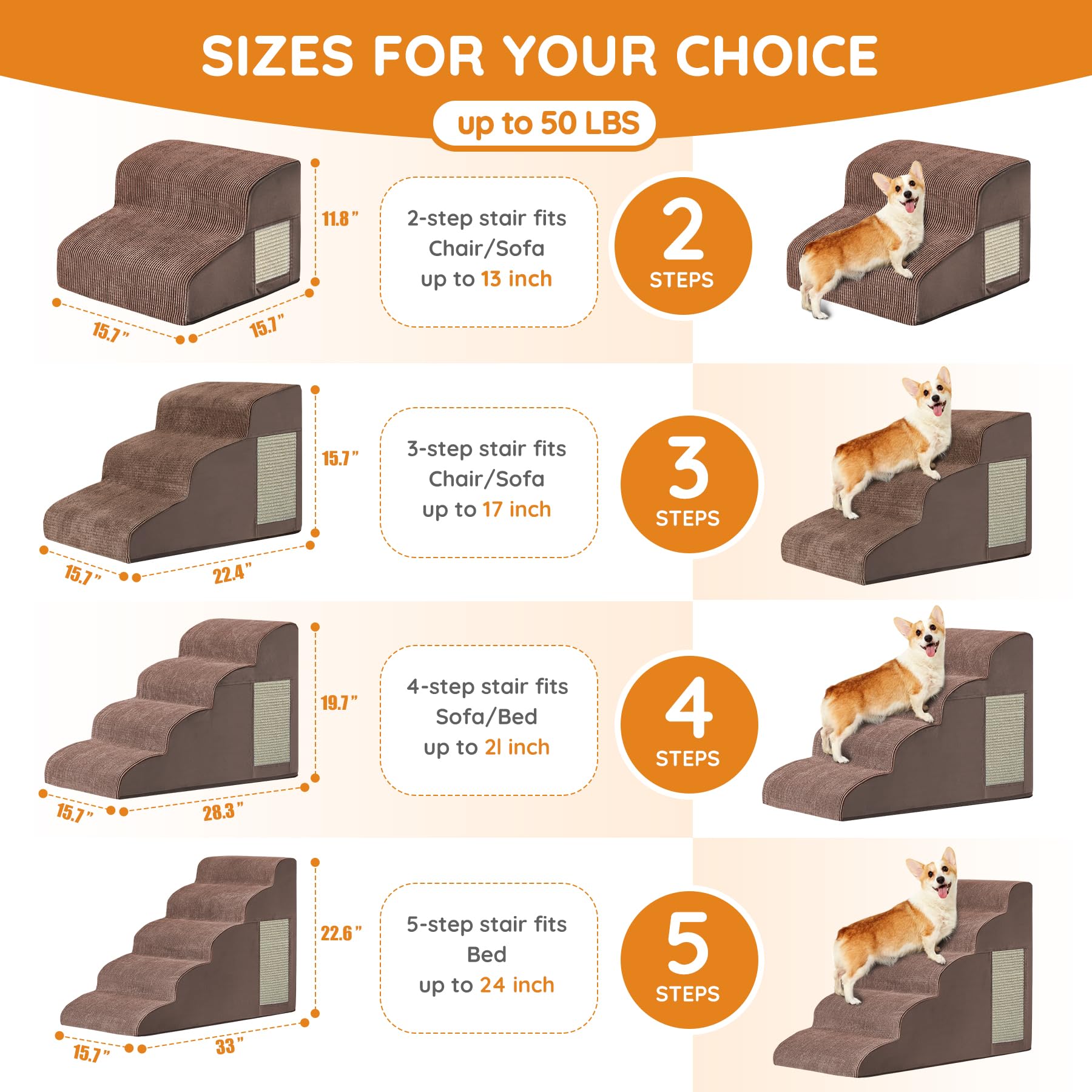 Ahpmeoa dog steps sofa setup demonstrates elevated couch access for small dogs