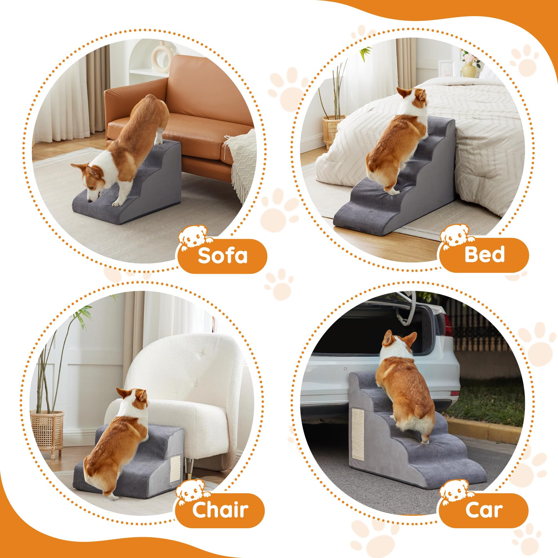 Ahpmeoa dog steps coral fleece closeup highlights soft, non-slip surface