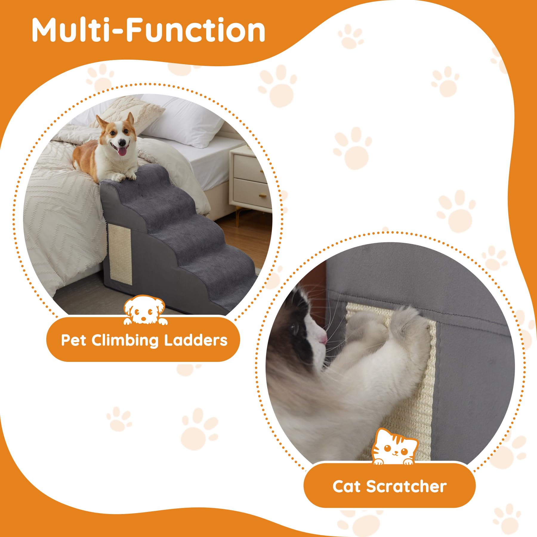 Ahpmeoa dog steps foam-core closeup shows sturdy support for pets