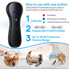 Ahwhg anti-barking device wrist strap image highlights portable deterrent for outdoor activities.