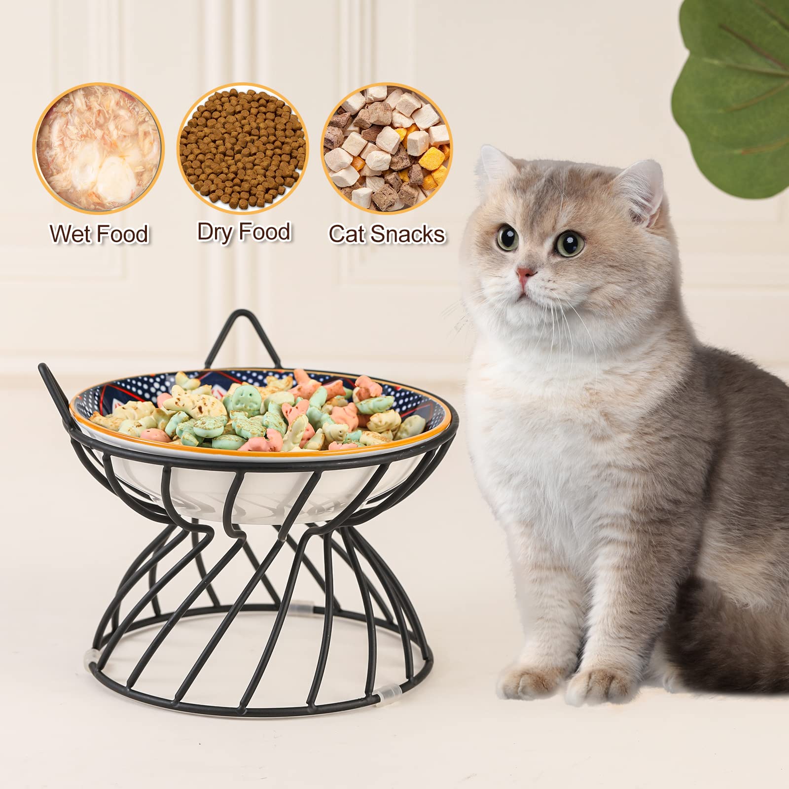 AHX cat bowl with wide diameter and shallow depth for whisker-friendly feeding.