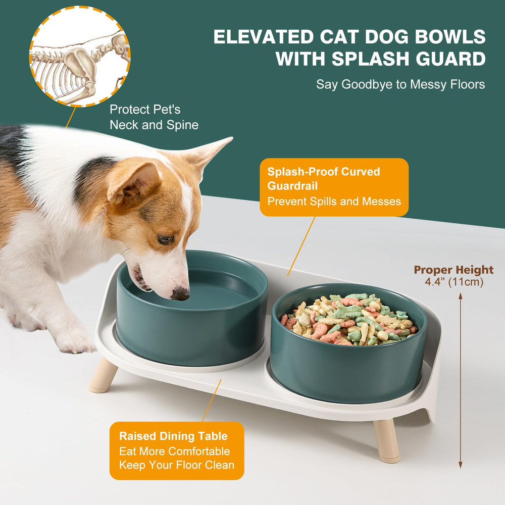 AHX dog bowl stand with non-slip feet protects floors during meals.
