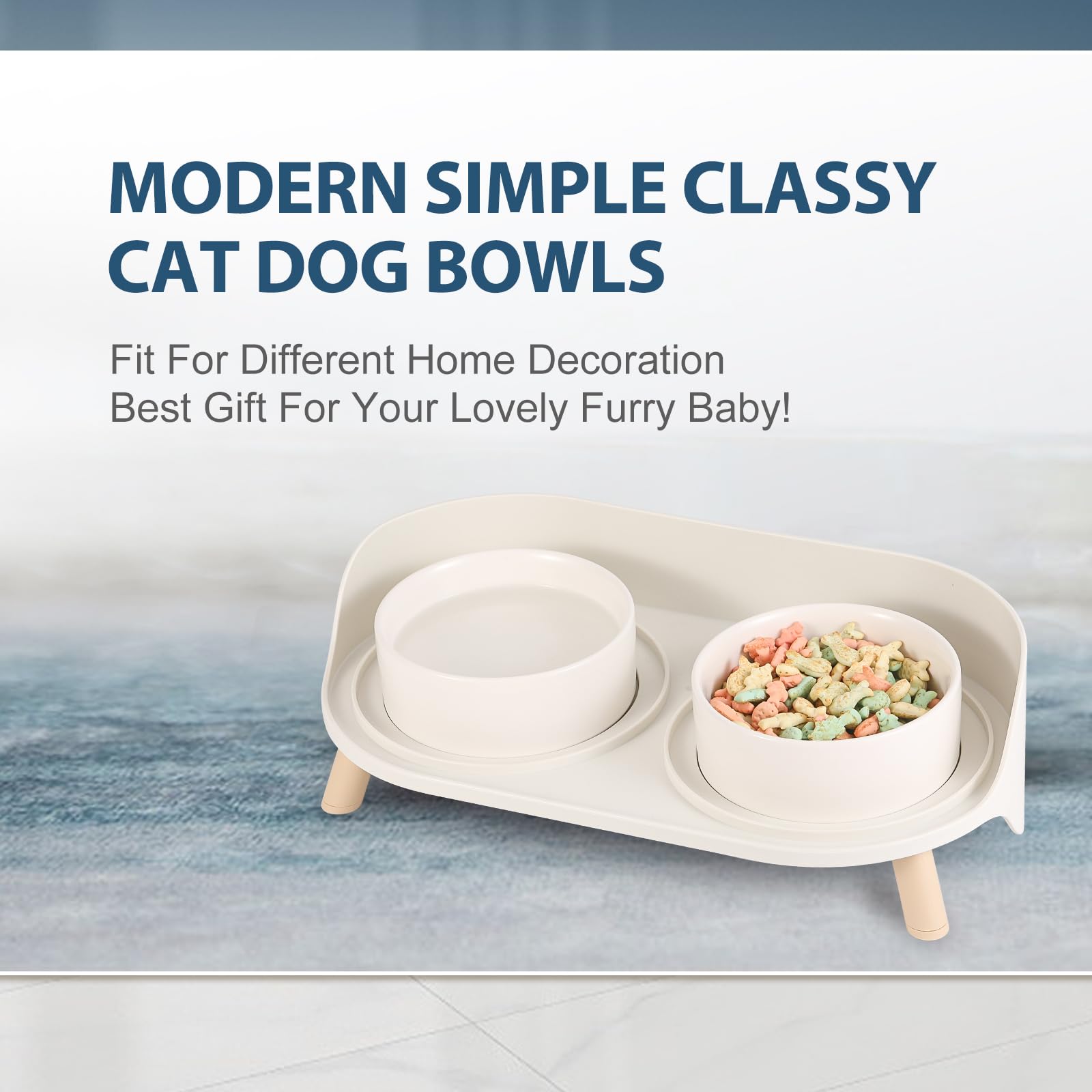AHX dual bowls pet feeding setup adapts to food or water