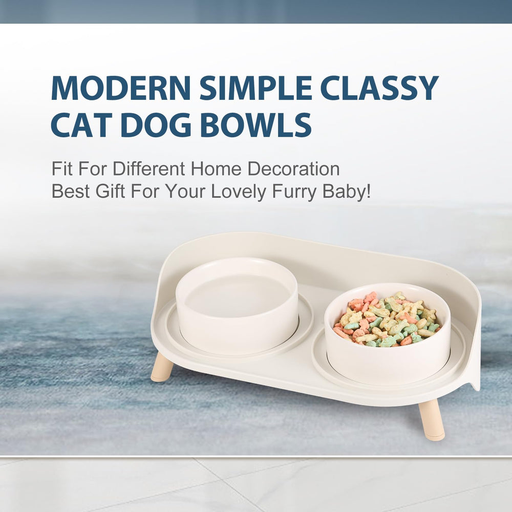 AHX dual bowls pet feeding setup adapts to food or water