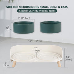 AHX elevated ceramic dog bowls with splash-proof guard to contain spills.