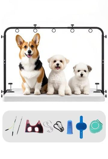 AI CRAFTS dog grooming arm with hammock provides stable positioning for efficient grooming sessions.