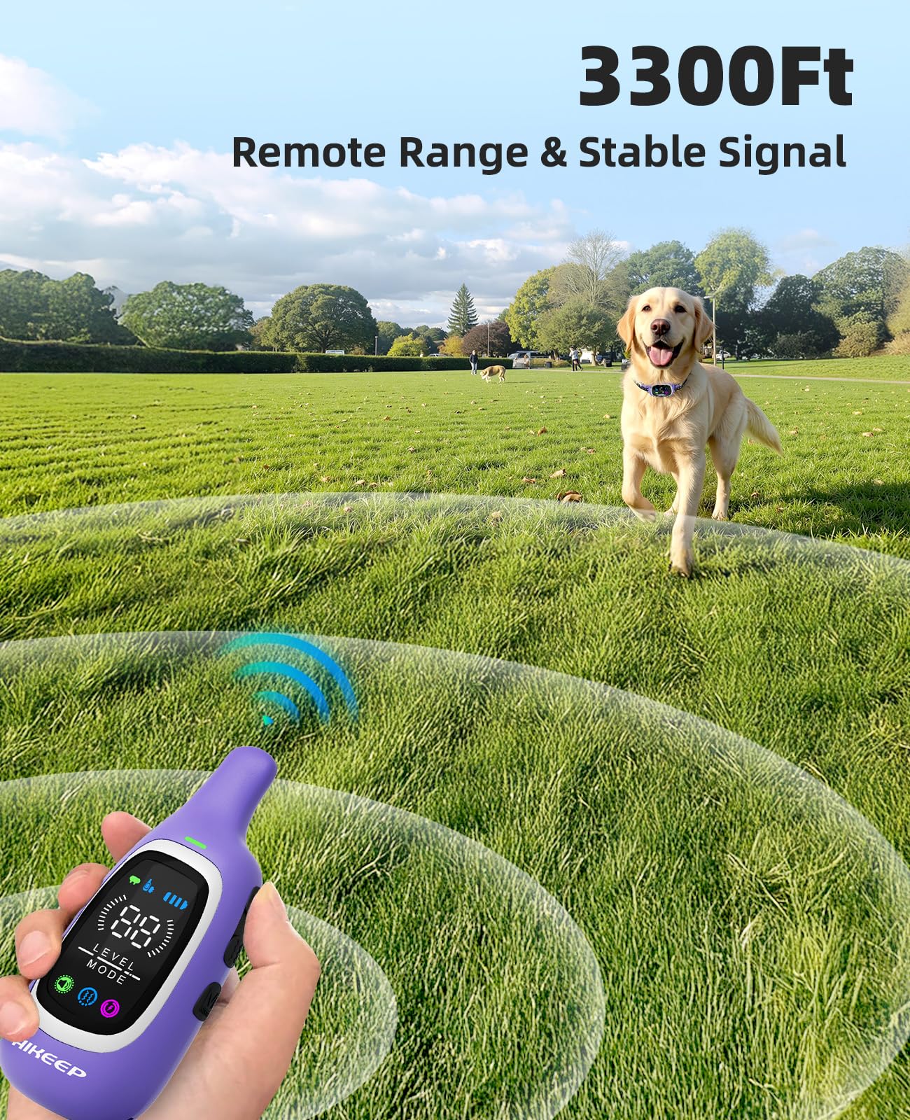 AIKEEP fast charging battery delivers 15+ days collar life and 30+ days remote life.