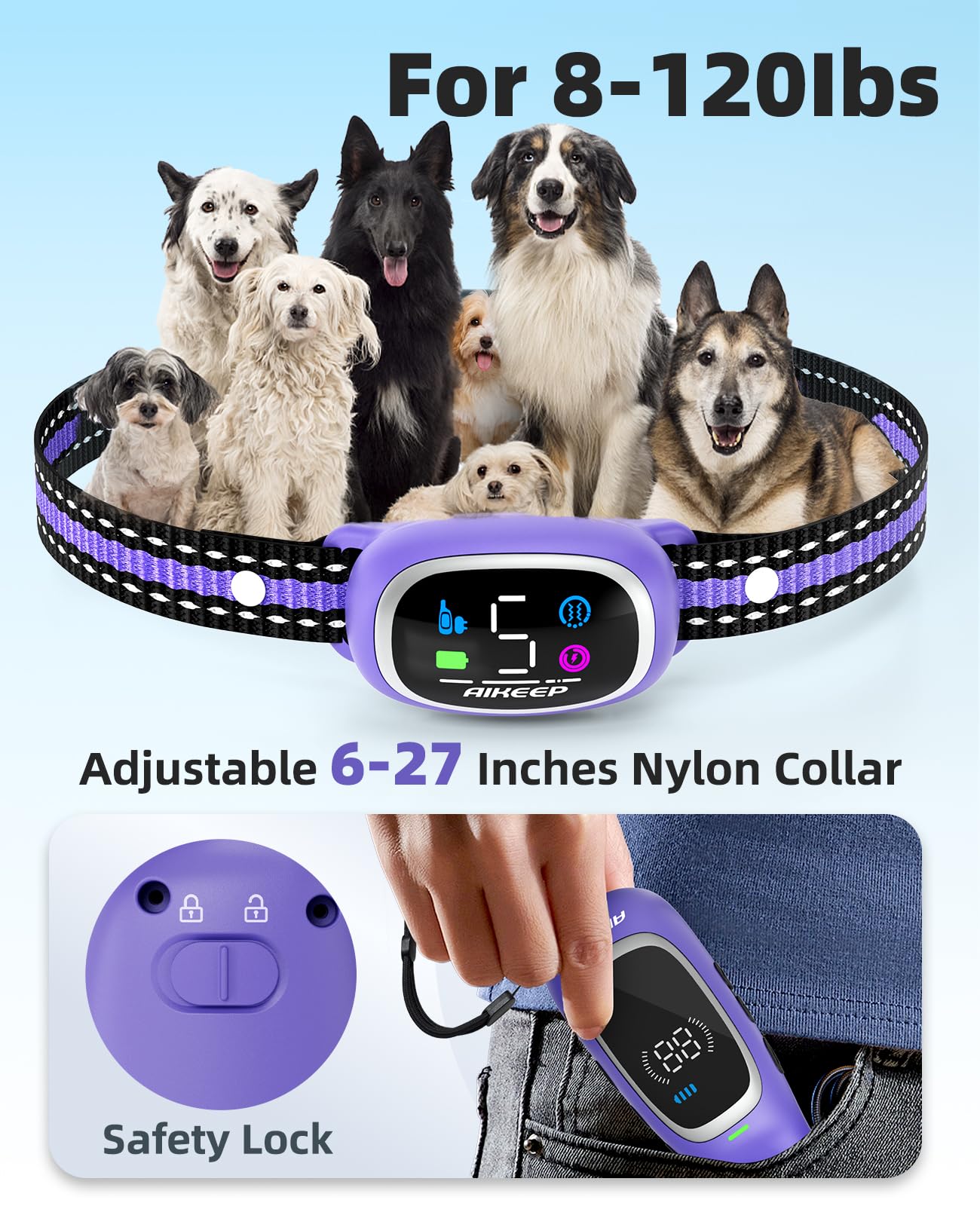 AIKEEP large backlit LED display enables easy control in low light.