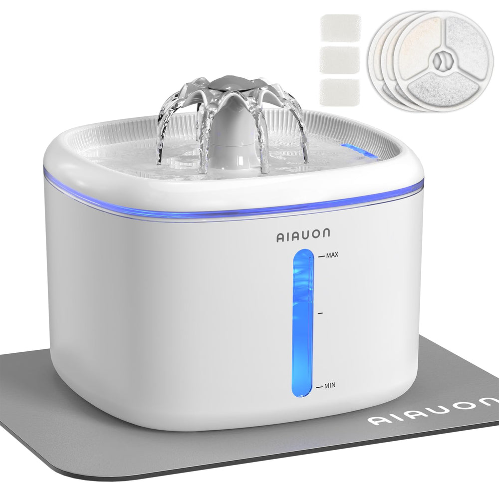 AIAUON pet-family-use image shows cats and small dogs sharing water