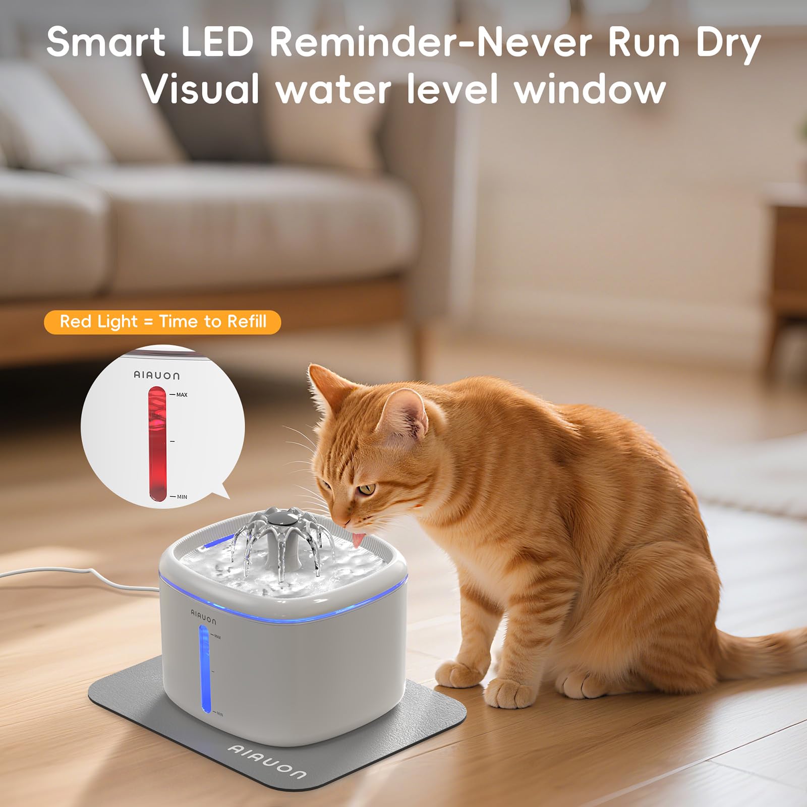 AIAUON upgraded-filtration-system keeps water cleaner and fresher for pets