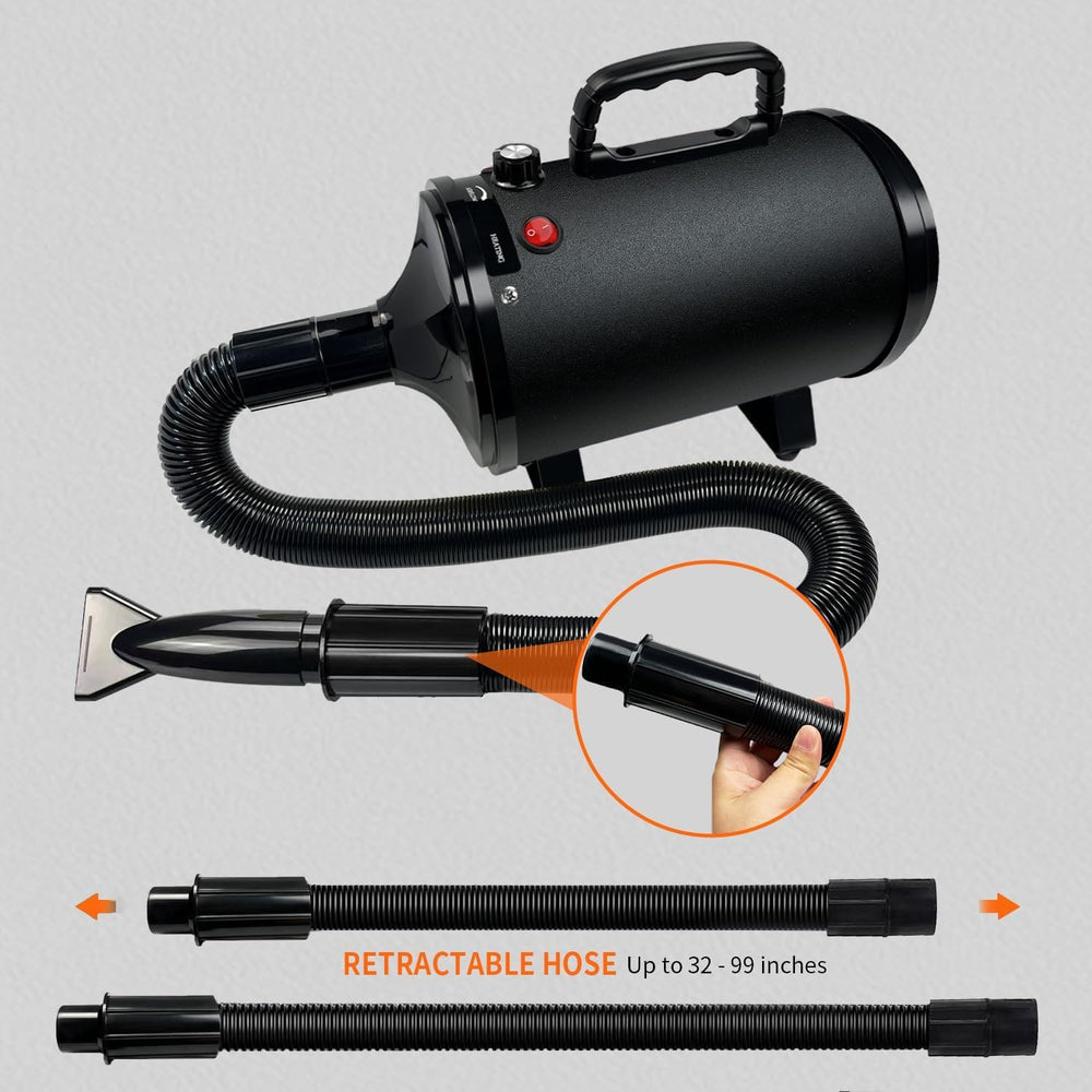 AIBETOMG dryer adjustable speed control highlights coat-specific drying customization.