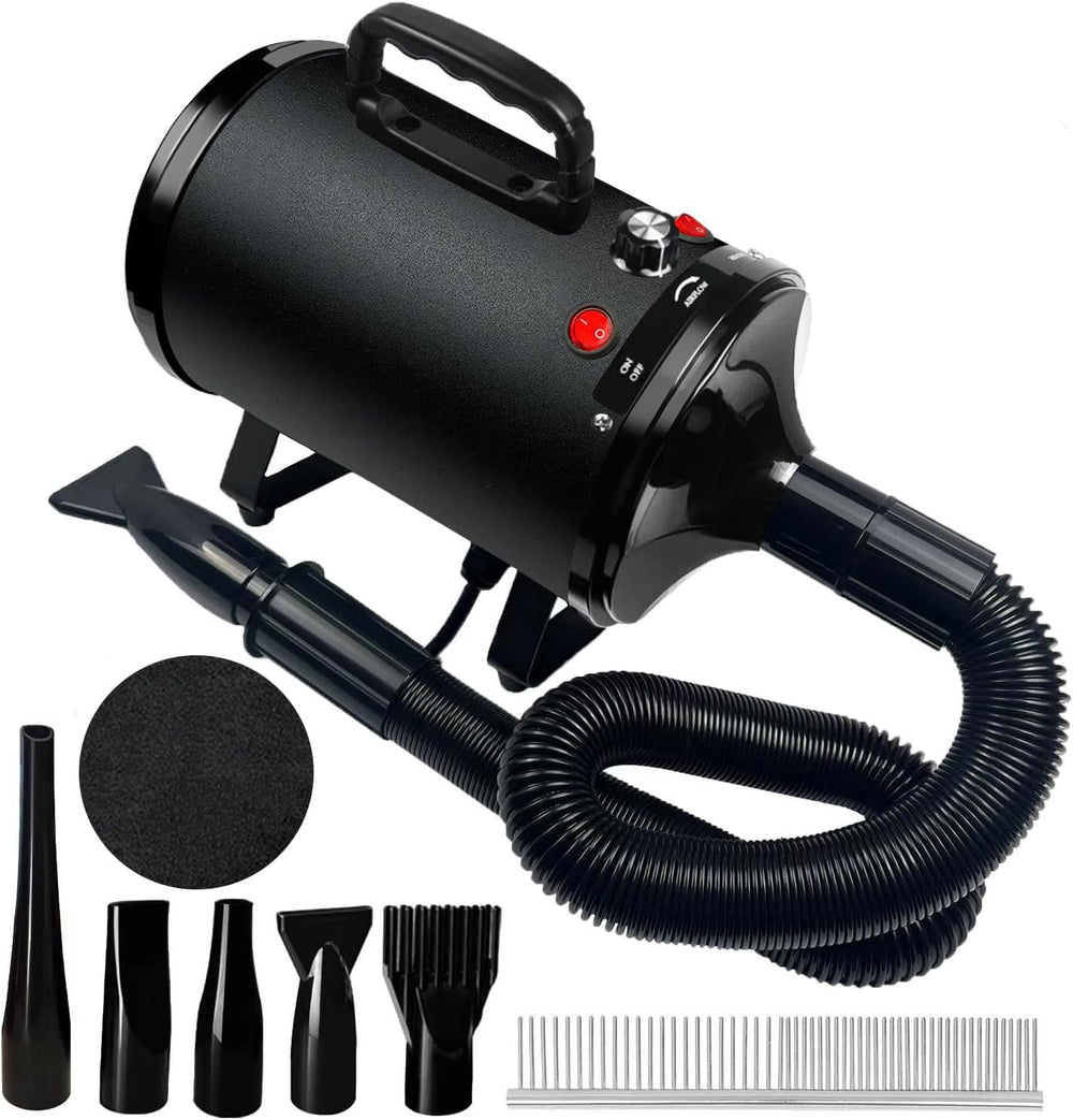 AIBETOMG high velocity dryer front view showing powerful airflow for quick pet drying.