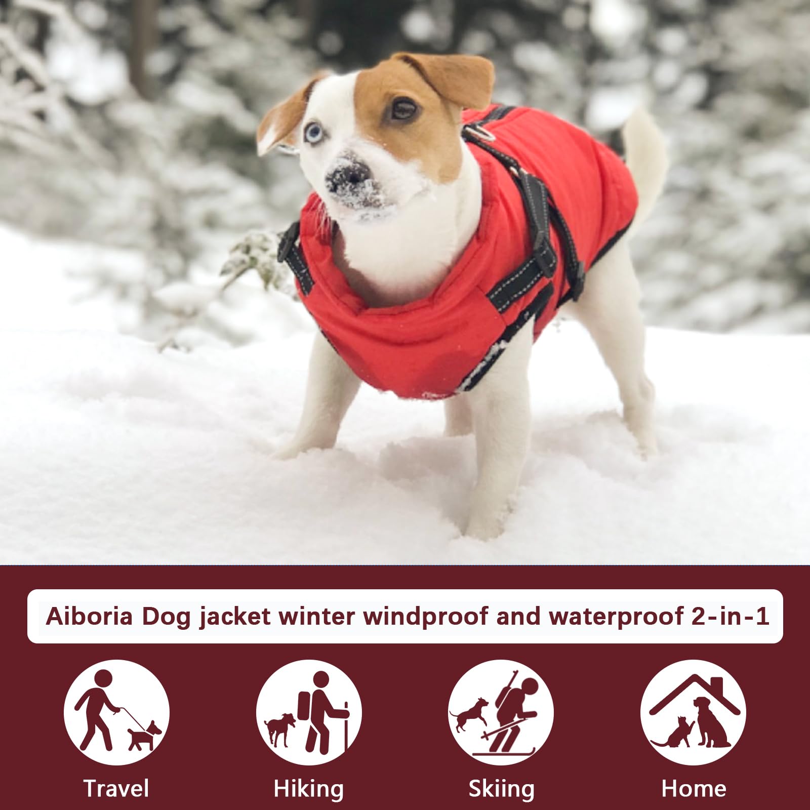 Aiboria dog coat zipper protective strip shields fur from pinching.