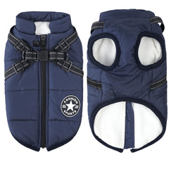 Aiboria dog jacket zipper close-up shows reinforced durability for winter wear
