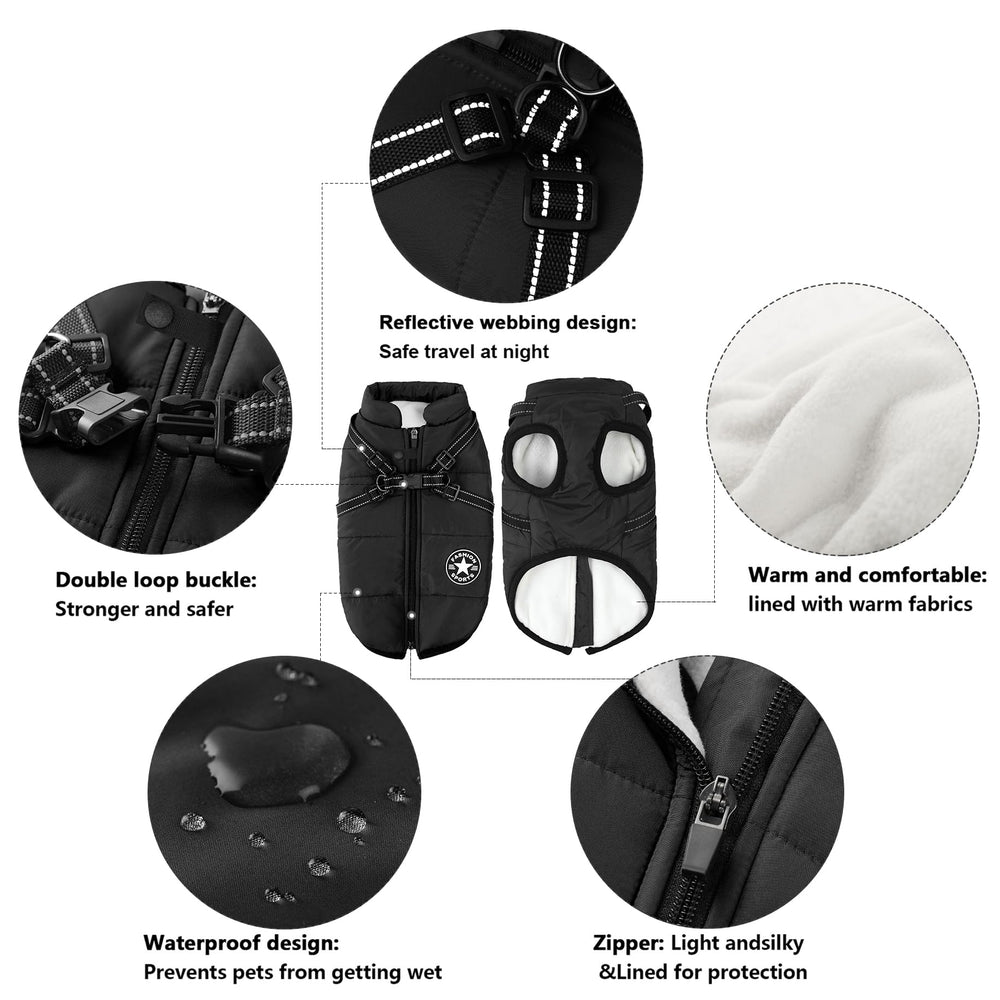 Aiboria reflective dog jacket enhances night visibility for safer walks.