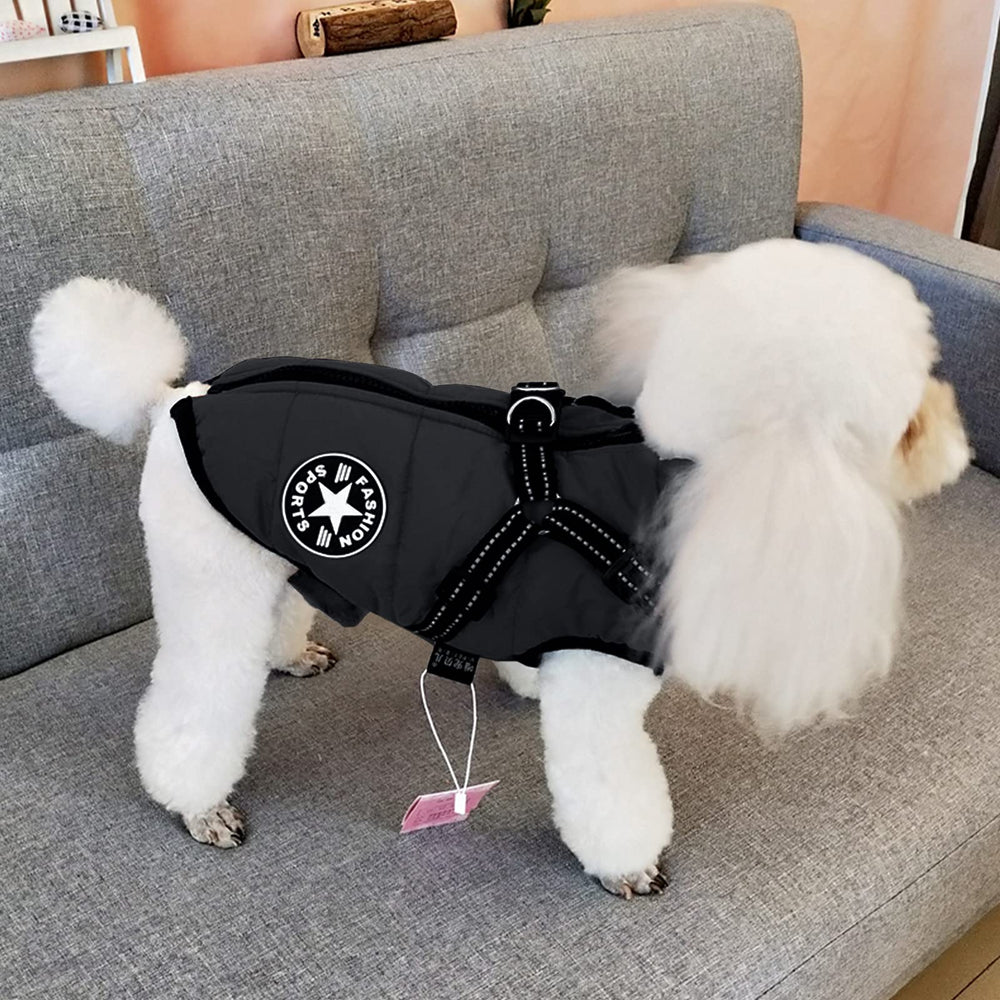 Aiboria windproof dog coat fleece keeps your dog warm on windy days.