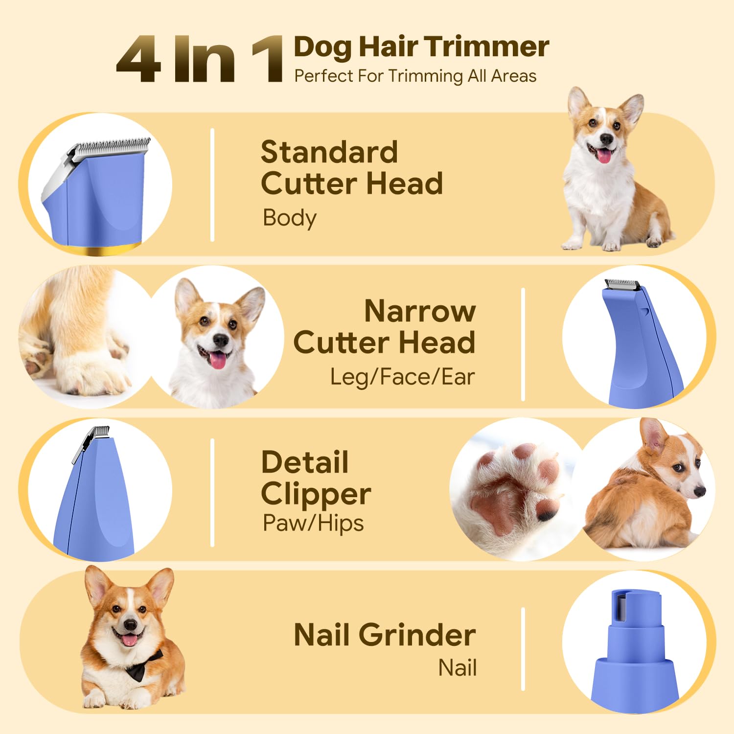 AIBORS cordless dog trimmer in use for precise, versatile grooming.