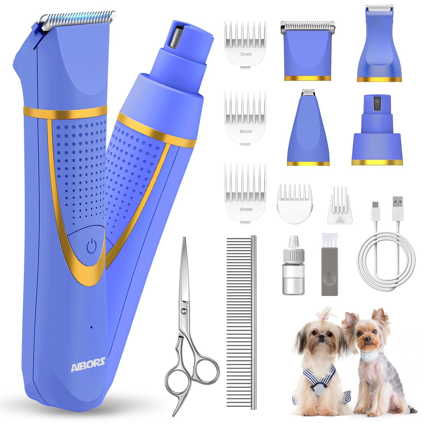 AIBORS small dog grooming kit main view for home full-body trims.