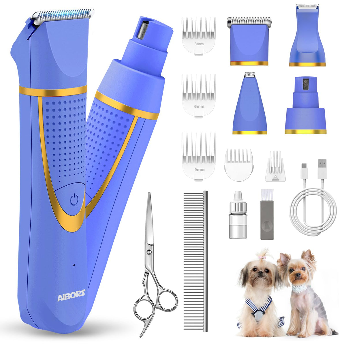 AIBORS small dog grooming kit main view for home full-body trims.