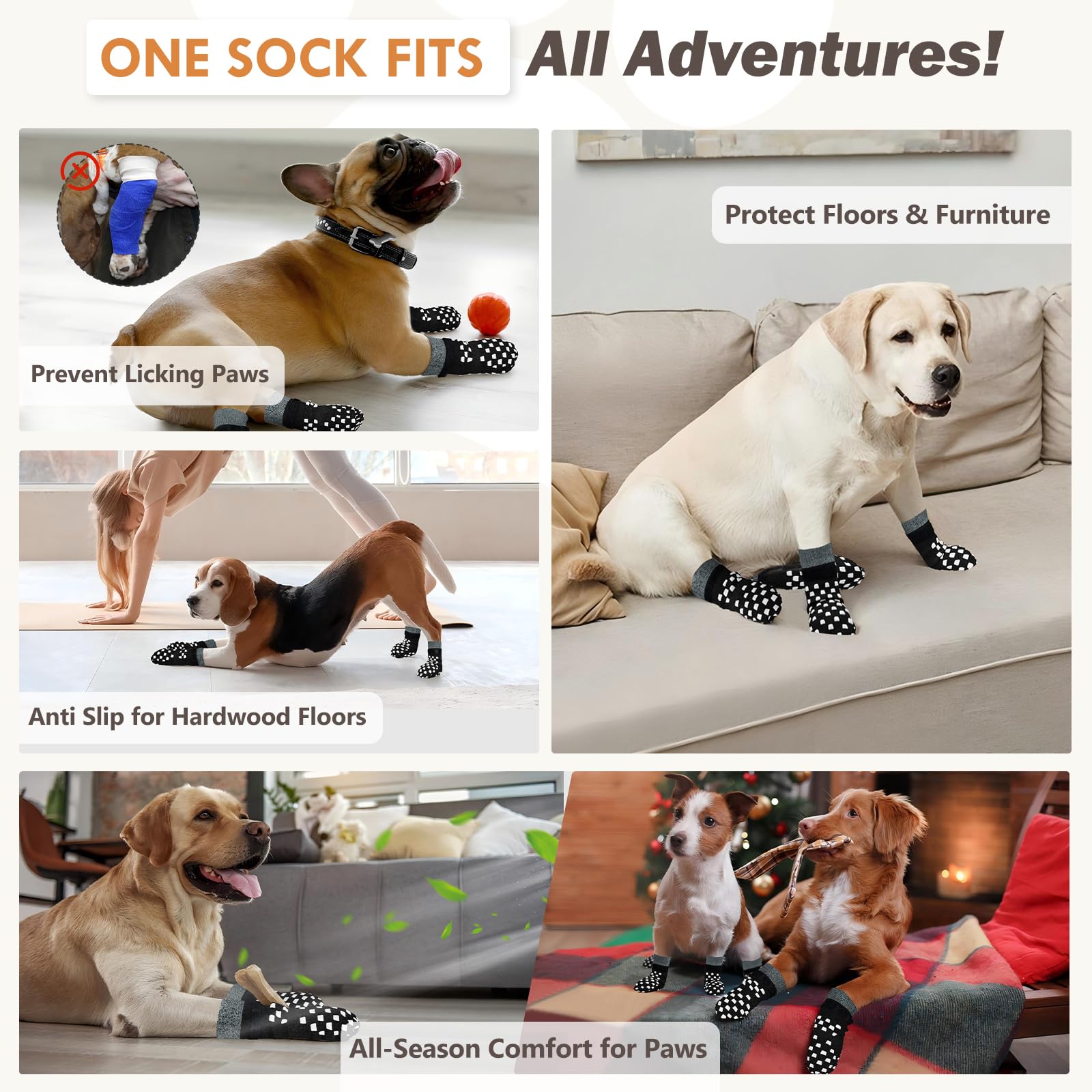 AIEDOULER paw-protection socks image shows paw coverage may deter licking or scratching