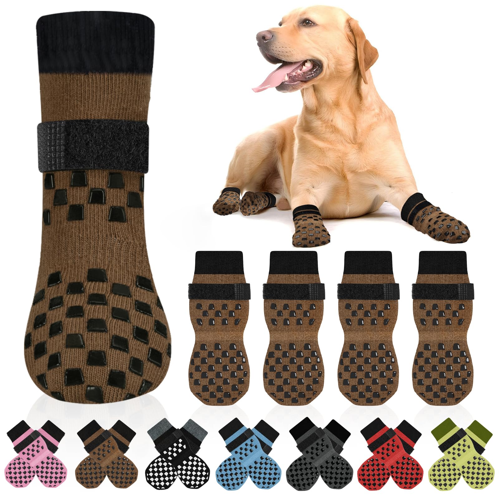 Aiedoul non-slip dog socks cuff demonstrates secure, snug fit for active dogs.