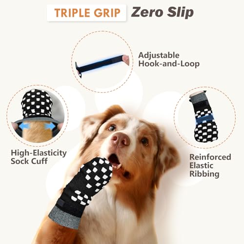AIEDOULER calcetines para perros, agarre doble lateral, tracción mejorada en madera