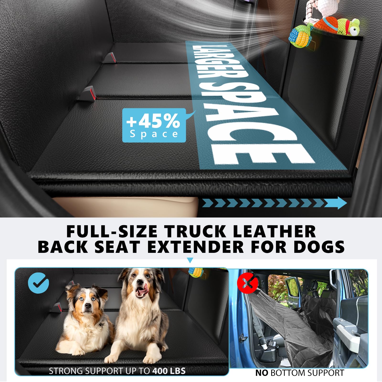 AIEDOULER dog seat cover hard bottom keeps pets stable and protects upholstery.